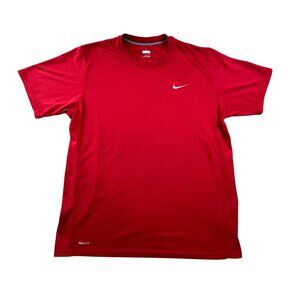 Nike Fit Dry Mens Large Red Athletic Shirt Performance Short Sleeve Training Top